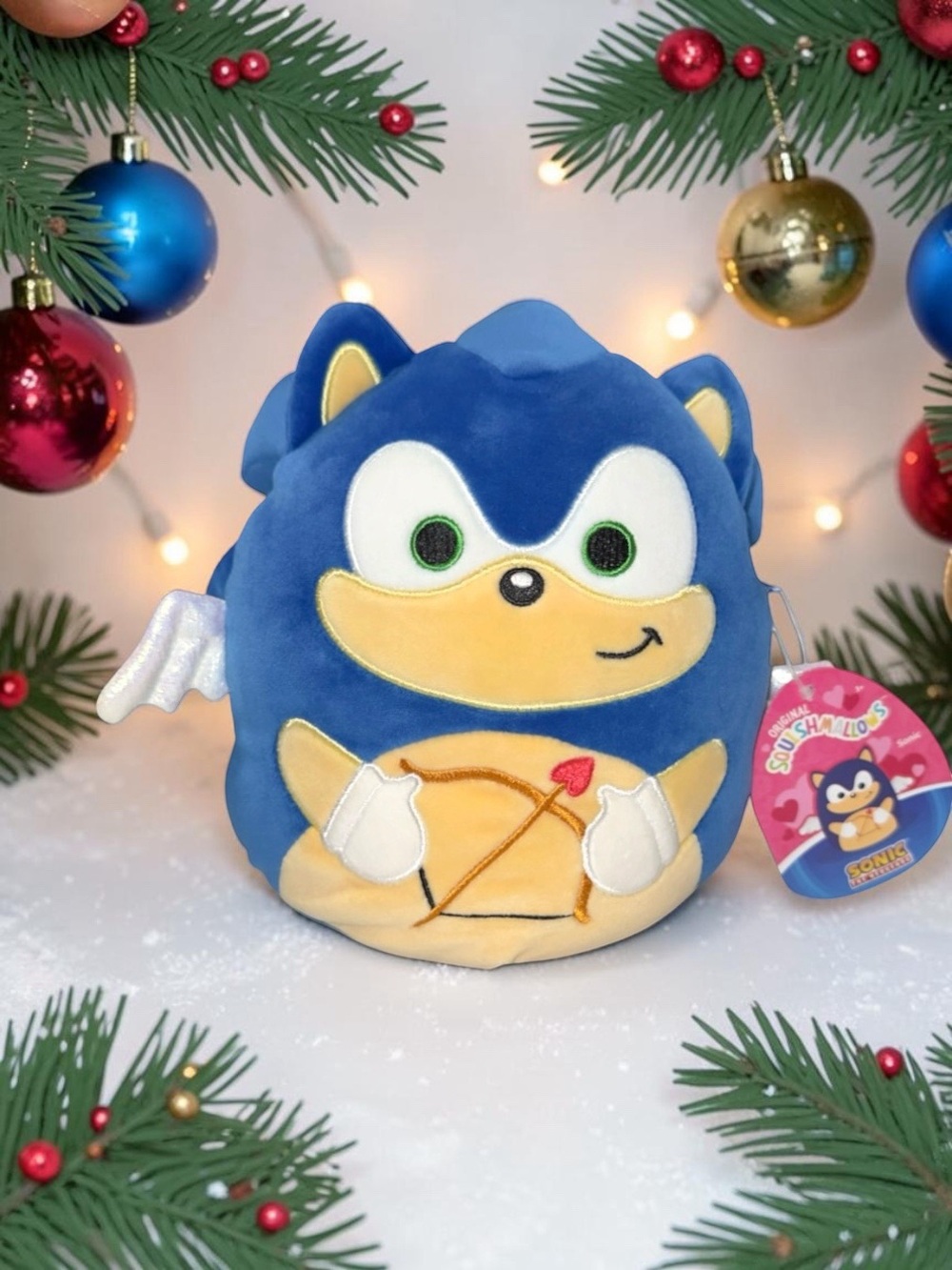 Squishmallows Sonic Hedgehog Cupid Wings Bow 8” Plush Stuffed Animal Doll 8” NWT